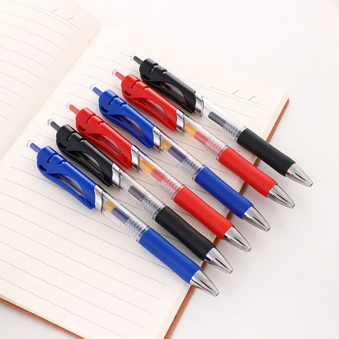 Stylo Gel Rétractable en Plastique Corps Transparent Avec Poignée en Caoutchouc Souple Antidérapante Papeterie Pour Étudiant Bureau