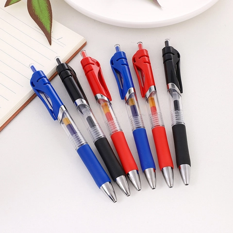 Stylo Gel Rétractable en Plastique Corps Transparent Avec Poignée en Caoutchouc Souple Antidérapante Papeterie Pour Étudiant Bureau