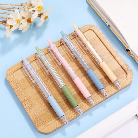 Penna Gel Morandi Retrattile 0.5mm Inchiostro Nero Trasparente Minimalista Macaron Cartoleria Per Studenti Ufficio Scuola
