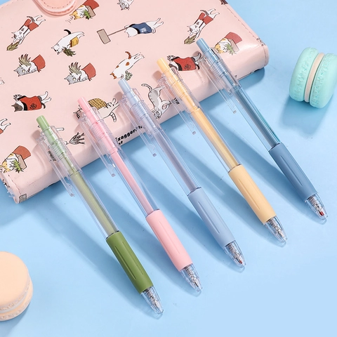 Penna Gel Morandi Retrattile 0.5mm Inchiostro Nero Trasparente Minimalista Macaron Cartoleria Per Studenti Ufficio Scuola