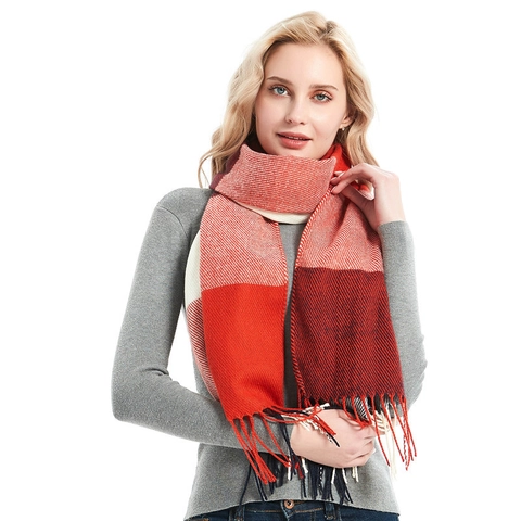 Sciarpa A Quadri Inverno Calda Morbida Acrilico Effetto Cashmere Frange Lungo Scialle Pashmina Stile Britannico Unisex