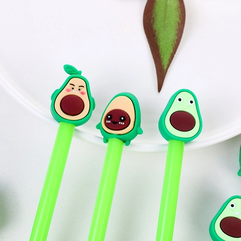 Avocado Gel Pen Plastic Silicone Cute Cartoon Expression 0.5mm Black Ink Needle Tip Sign Pens For Students Office Stationery
