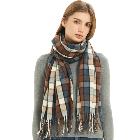 Plaid Scarf Large Long Thick Warm Shawl With Tassel Polyester British Retro Style Neck Wrap For Women Winter Outdoors