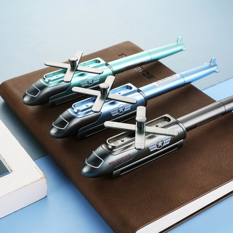 Kreative Militär Hubschrauber Gelschreiber Mit Klappbaren Flügeln Drehbarer Propeller 0.5mm Schwarze Tinte Schreibwaren Geschenk Jungen Schule Büro