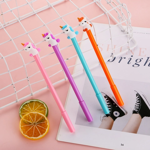 Bolígrafo de Gel de Unicornio Sentado de Dibujos Animados Creativos Tinta Negra Escritura Suave Material Plástico Para Estudiantes Escuela Suministros de Oficina Papelería Regalo