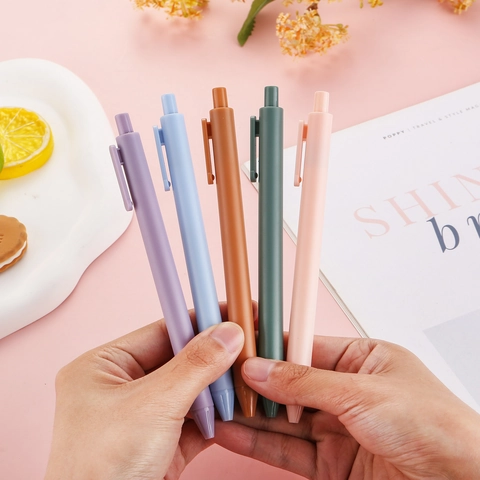 Penna Gel a Scatto Morandi Macaron Inchiostro Nero 0.5mm Penna per Firma Opaca Minimalista per Ufficio Scuola Studenti