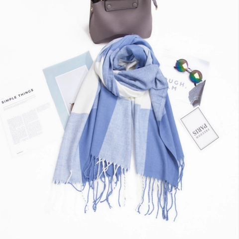 Sciarpa Scialle A Quadri Imitazione Cashmere Spesso Caldo Inverno Grande Nappe Avvolgente Elegante Moda Donna