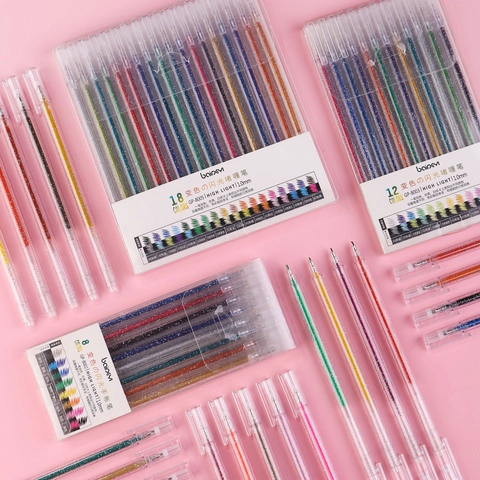 Creative Color Changing Glitter Gel Pens 1.0mm Tip Multi Colors Sparkly Ink For Students DIY Greeting Cards Journaling Stationery Art Supplies