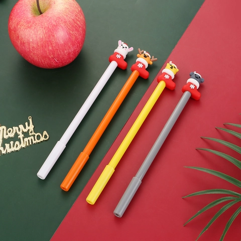 Penne Gel Cartone Animato Natalizio Animali Silicone Renna Orso Coniglio Cappuccio Inchiostro Nero Cancelleria per Studenti