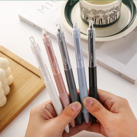 Penne Gel Retrattili Inchiostro Nero Scrittura Fluida Minimalista Morandi Fusto Colorato Cancelleria Per Studenti Ufficio Punta ST