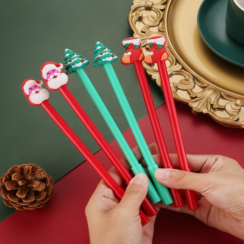 Weihnachts Gelstifte Tintenroller Cartoon Weihnachtsmann Tannenbaum Socke Silikon Kunststoff Student Schreibwaren Geschenk