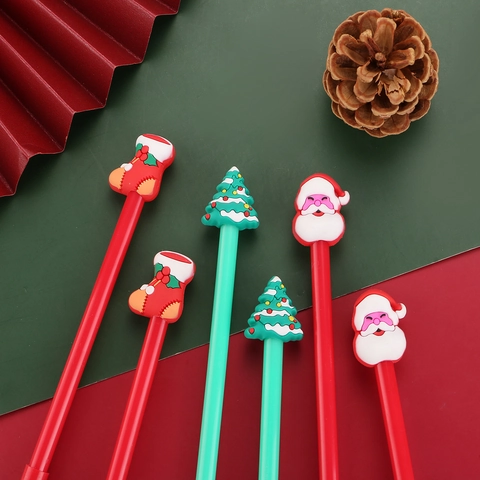 Weihnachts Gelstifte Tintenroller Cartoon Weihnachtsmann Tannenbaum Socke Silikon Kunststoff Student Schreibwaren Geschenk