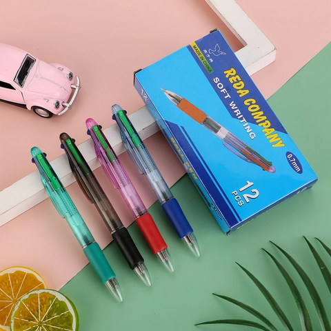 Penna A Sfera Multicolore Retrattile Multifunzione Plastica Con Impugnatura In Gomma Morbida Scrittura Scorrevole Ufficio