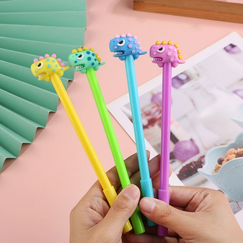 Penna Gel Dinosauro Cartone Animato Creativo T-Rex Sorridente Scrittura Fluida Cancelleria Per Studenti Ufficio Plastica Silicone Novità