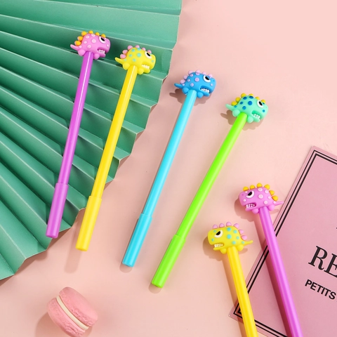 Penna Gel Dinosauro Cartone Animato Creativo T-Rex Sorridente Scrittura Fluida Cancelleria Per Studenti Ufficio Plastica Silicone Novità