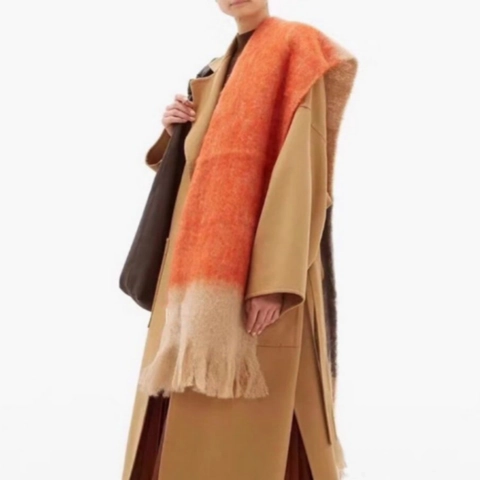 Écharpe En Faux Mohair Color-Block Épaisse Chaude À Franges Châle Rayé Hiver Décontracté Accessoires Pour Femmes