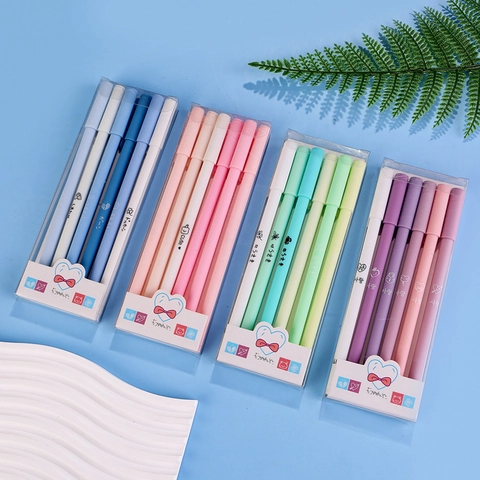Stylos À Encre Gel Kawaii Couleur Morandi Pointe Fine Écriture Fluide Stylos En Plastique Pour École Bureau Étudiants Papeterie