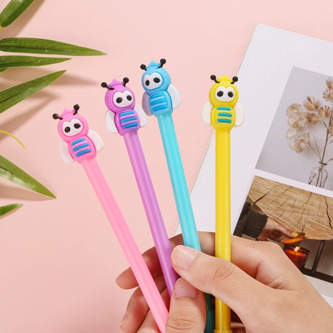 Penne Gel Cartone Animato Ape Carina 0,5mm Punta Ad Ago Plastica Silicone Cancelleria Novità Per Studenti Ufficio Kawaii