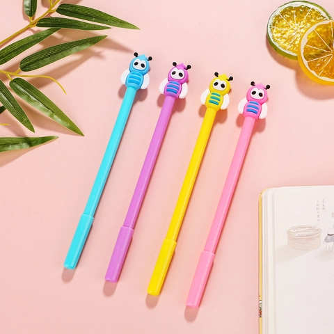 Penne Gel Cartone Animato Ape Carina 0,5mm Punta Ad Ago Plastica Silicone Cancelleria Novità Per Studenti Ufficio Kawaii