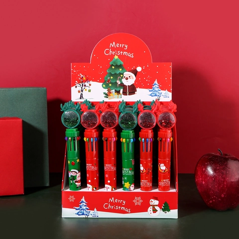 Christmas Multicolor Ballpoint Pen Reindeer Antler Sequin Globe Cartoon Santa Stationery Holiday Gift For Students