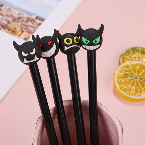 Little Devil Gel Pen 0.5mm Black Ink Cartoon Silicone Top For Students Office Stationery Creative Writing Instrument