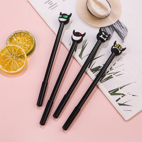 Little Devil Gel Pen 0.5mm Black Ink Cartoon Silicone Top For Students Office Stationery Creative Writing Instrument