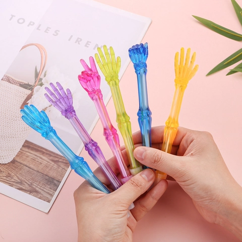 Kreative Skelett Hand Kugelschreiber Transparent Kunststoff Schere Stein Papier Geste Schreibwaren Halloween Party