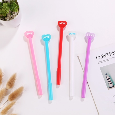 Penne Gel Creative A Forma Di Cuore Plastica Lettera D'amore Cappuccio Scrittura Firma Penna Inchiostro Per Studenti Ufficio