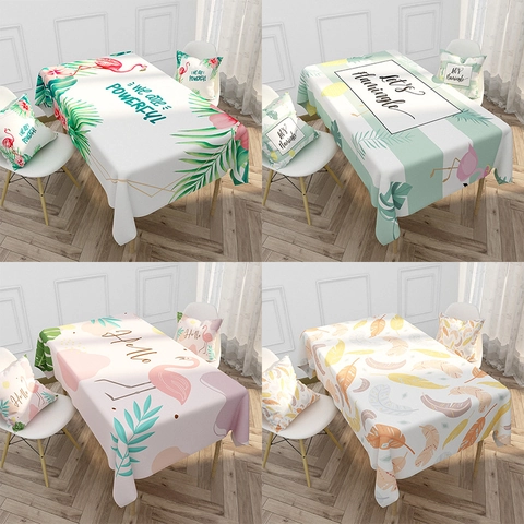 Waterdicht Verdikt Polyester Linnen Tafelkleed Noords Flamingo Tropische Planten Print Rechthoekig Tafelkleed Voor Eetkamer