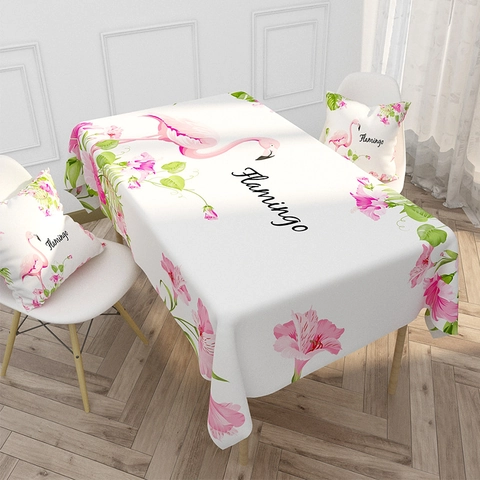 Waterdicht Verdikt Polyester Linnen Tafelkleed Noords Flamingo Tropische Planten Print Rechthoekig Tafelkleed Voor Eetkamer