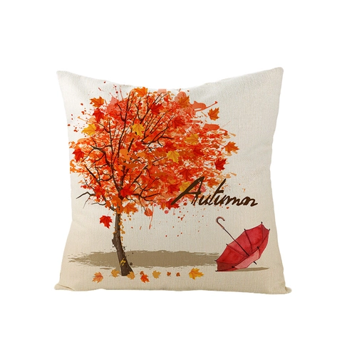 Thanksgiving Autumn Cushion Cover Linen Sunflower Pumpkin Maple Leaf Vintage Truck Decorative Throw Pillow Case For Sofa Home Decor