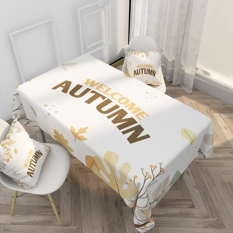 Nordische Wasserdichte Verdickte Polyester-Leinen Tischdecke Herbst Erntedankfest Kürbis Ahornblatt Tischdecke Esszimmer Deko
