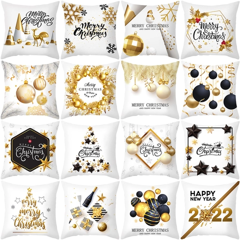 Weihnachts Kissenbezug Pfirsichhaut Polyester Dekorativer Kissenhülle Feiertag Rentier Schneeflocke Druck Sofa Heimdekoration