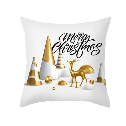 Weihnachts Kissenbezug Pfirsichhaut Polyester Dekorativer Kissenhülle Feiertag Rentier Schneeflocke Druck Sofa Heimdekoration