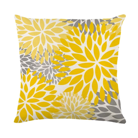 Waterproof Polyester Linen Cushion Cover Modern Floral Daisy Printed Decorative Pillowcase For Sofa Living Room Home Decor