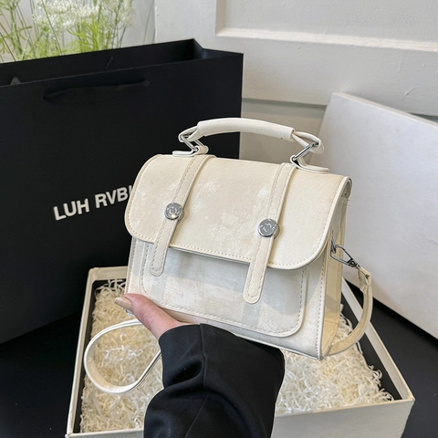 Borsa Quadrata Piccola Da Donna In Pelle PU Borsa A Mano Tracolla Chiusura Magnetica Vintage Versatile