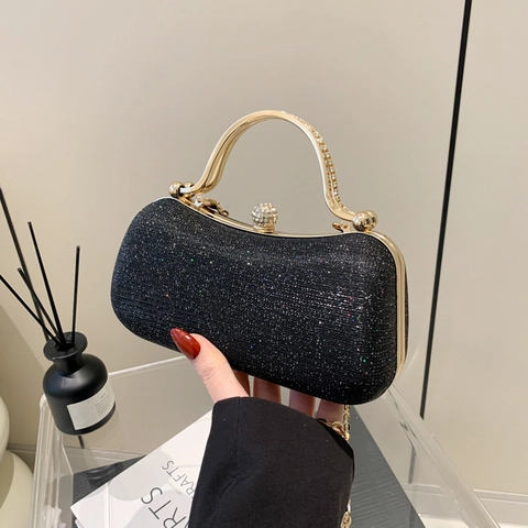 Damen Glitzer Abendtasche Elegant Funkelnd Strass Party Handtasche Mit Metallgriff Kettengurt Hochzeit Clutch