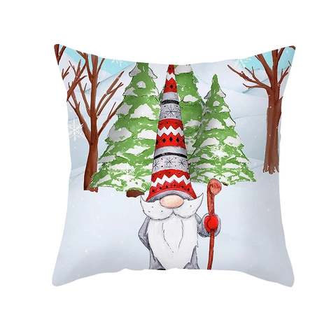 Funda de Almohada Decorativa Navideña Terciopelo Piel de Melocotón Funda de Cojín Sofá Sala de Estar Decoración Hogar Diseño Gnomo