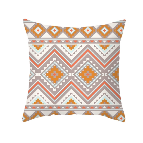 Funda de Cojín con Estampado Geométrico Bohemio en Piel de Melocotón Decorativa Cuadrada para Sofá Sala de Estar Dormitorio Decoración