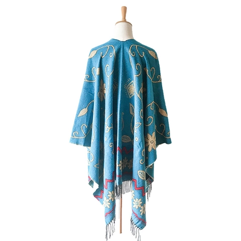 Sciarpa Scialle Da Donna Stampa Etnica Reversibile Jacquard Imitazione Cashmere Avvolgente Con Nappe Stile Boho Retrò