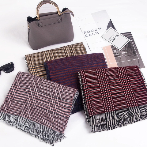 Dames Hahnentritt Sjaal Dikke Kasjmier-achtig Zacht Winter Shawl Met Kwastjes Warme Pashmina Wraps Voor Koud Weer