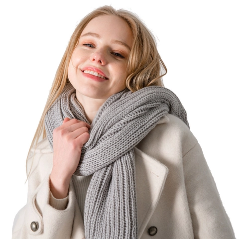 Bufanda De Invierno De Punto Grueso Acrílico Suave Color Sólido Cálida Acanalada Larga Unisex Para Hombres Y Mujeres