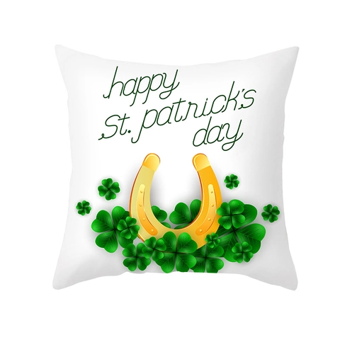 Funda de Almohada Piel de Melocotón Día de San Patricio Trébol Verde Leprechaun Funda de Cojín Cuadrada Decorativa Sofá