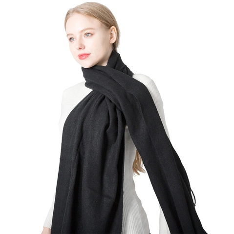 Sciarpa Invernale Tinta Unita Lunga Morbida Calda Scialle In Imitazione Cashmere Acrilico Con Nappine Per Uomo E Donna