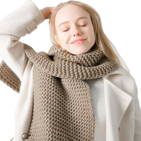 Winter Scarf Chunky Knit Thick Warm Solid Color Soft Neck Warmer Casual Fashion Accessory For Men Women