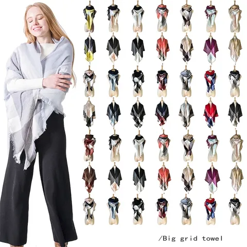 Sciarpa Triangolare A Quadri Donna Imitazione Cashmere Morbido Caldo Scialle Con Frange Avvolgente Autunno Inverno Moda Versatile