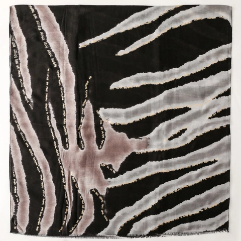 Women Long Scarf Shawl Gold Stamping Animal Print Soft Polyester Wrap With Fringes Elegant Versatile