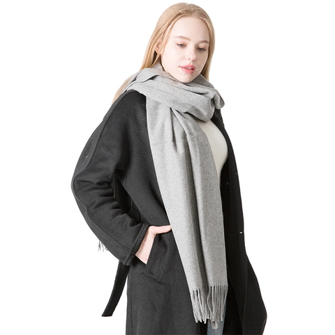 Winter Solid Color Tassel Scarf For Women Men Warm Soft Pashmina Shawl Wrap Long Viscose Neck Scarf Classic Winter Accessories