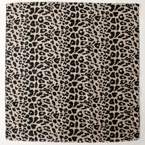 Sciarpa Scialle Leopardata Donna Lunga Poliestere Effetto Cotone Lino Stampa Oro Bordo Sfilacciato Moda Retrò