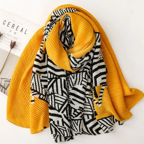 Écharpe Châle Plissé Pour Femmes Polyester Imprimé Géométrique Zèbre Élégant Chic Accessoire